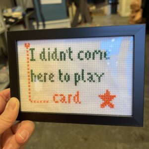 I didn’t come here to play card Geriljabroderi