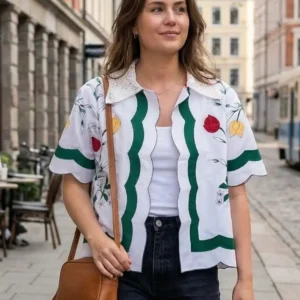 Dame i bluse som var en duk før