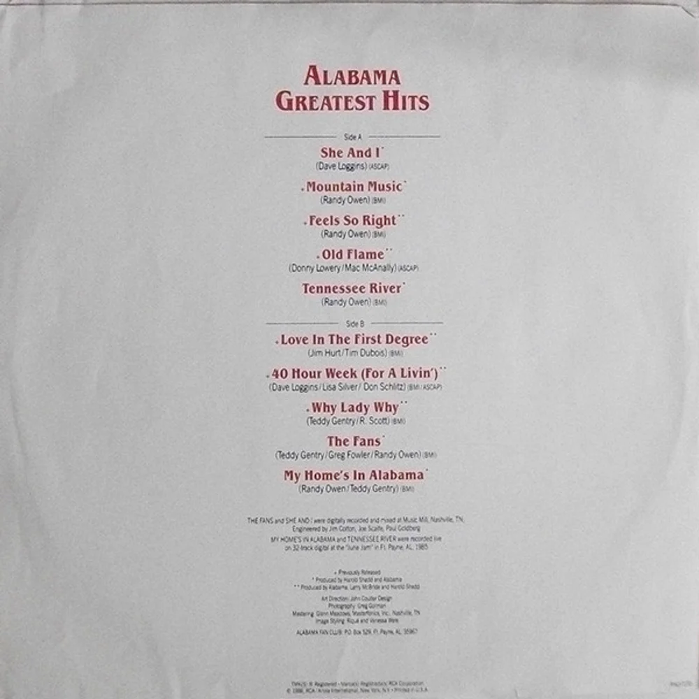 Alabama - Alabama Greatest Hits (AHL1-7170)