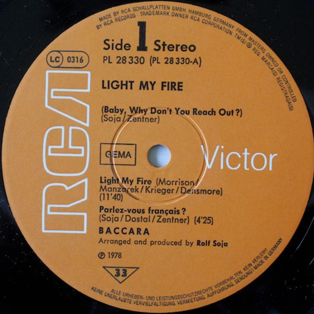 Baccara - Light My Fire (PL 28330)