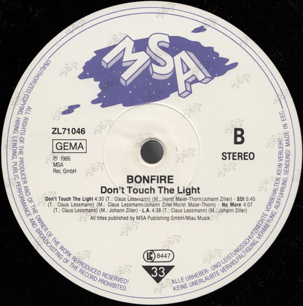 Bonfire - Don't Touch The Light (ZL 71046)