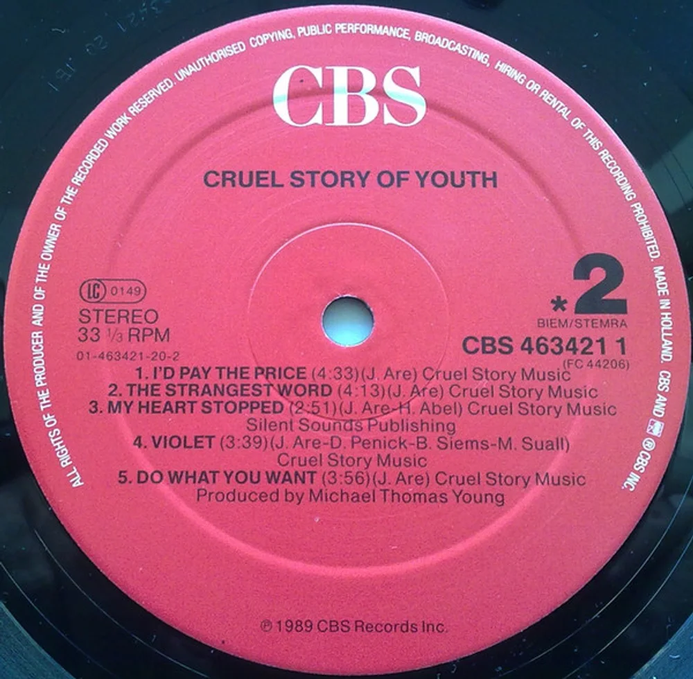Cruel Story Of Youth - Cruel Story Of Youth (CBS 463421 1)