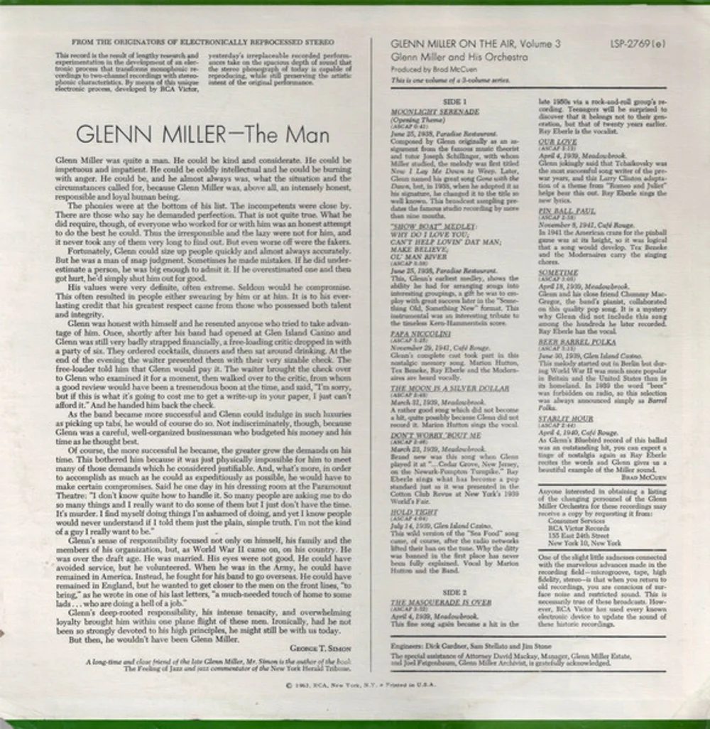 Glenn Miller - On The Air Volume 3 (LSP-2769(e))