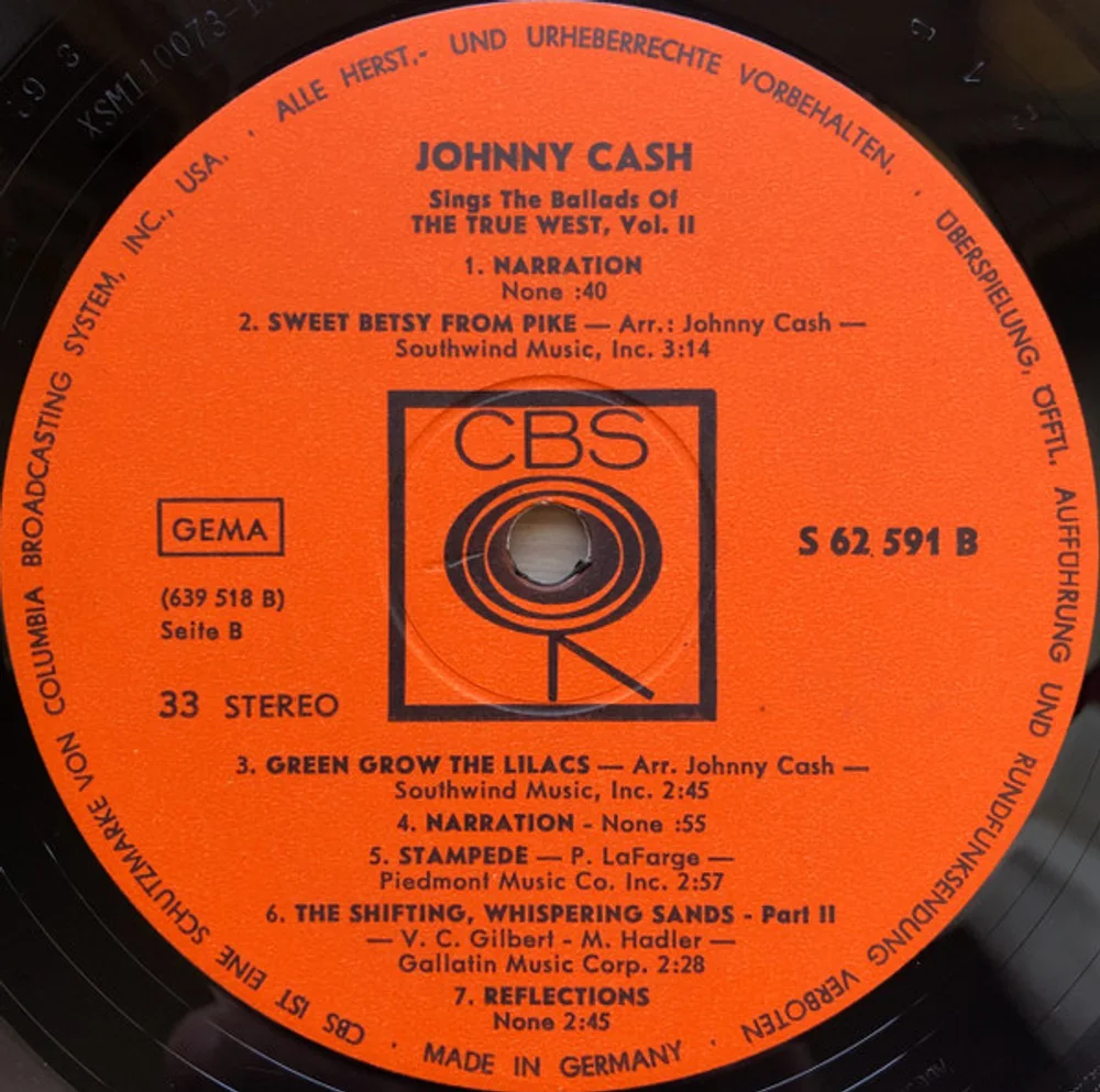 Johnny Cash - Johnny Cash Sings The Ballads Of The True West Volume 2 (S 62591)