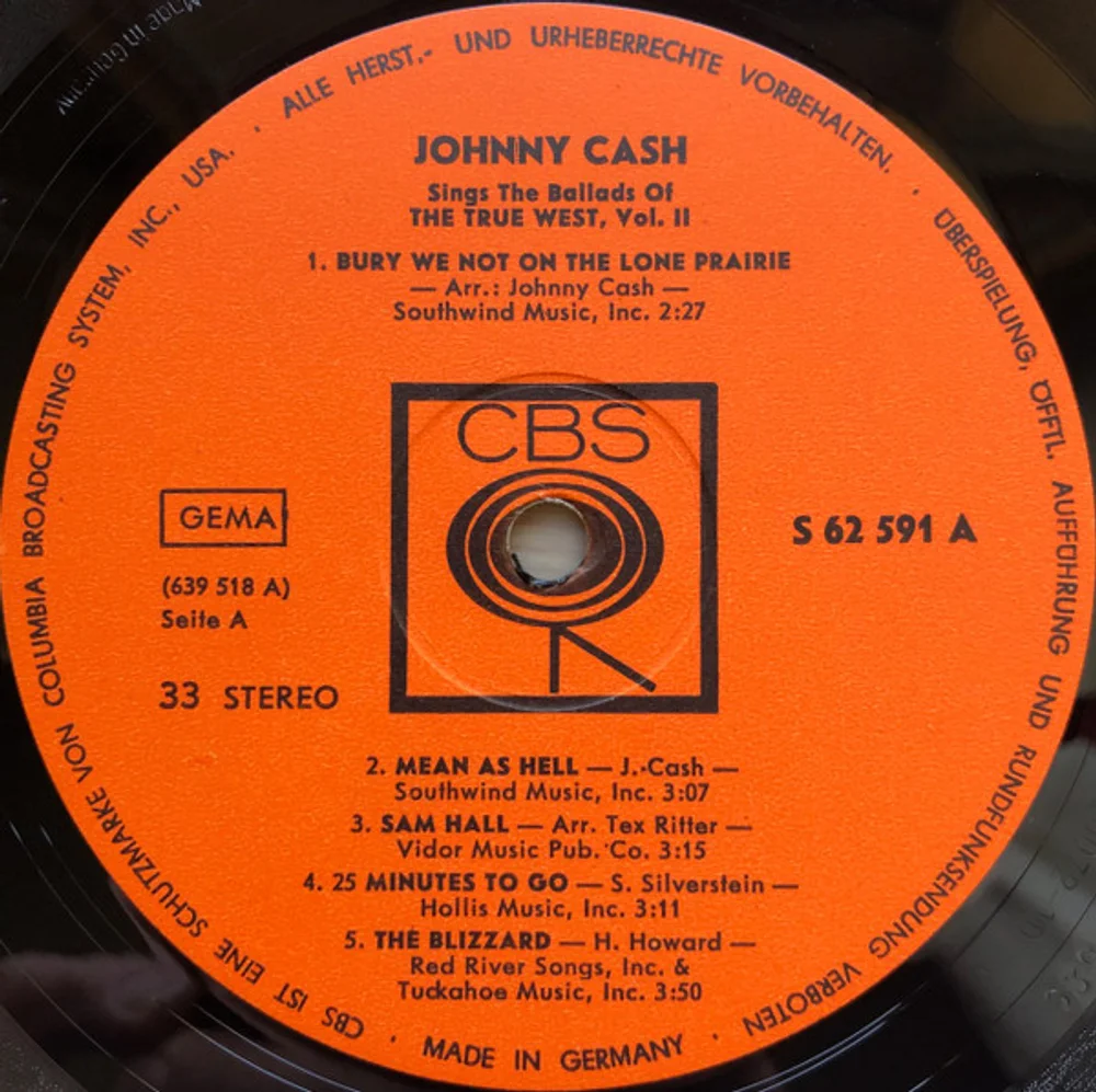Johnny Cash - Johnny Cash Sings The Ballads Of The True West Volume 2 (S 62591)