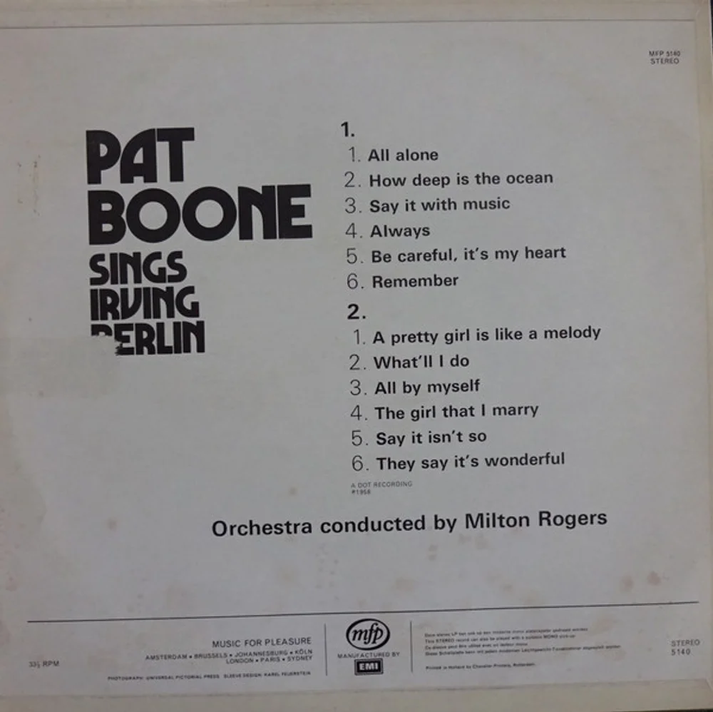 Pat Boone - Pat Boone Sings Irving Berlin (MFP 5140)