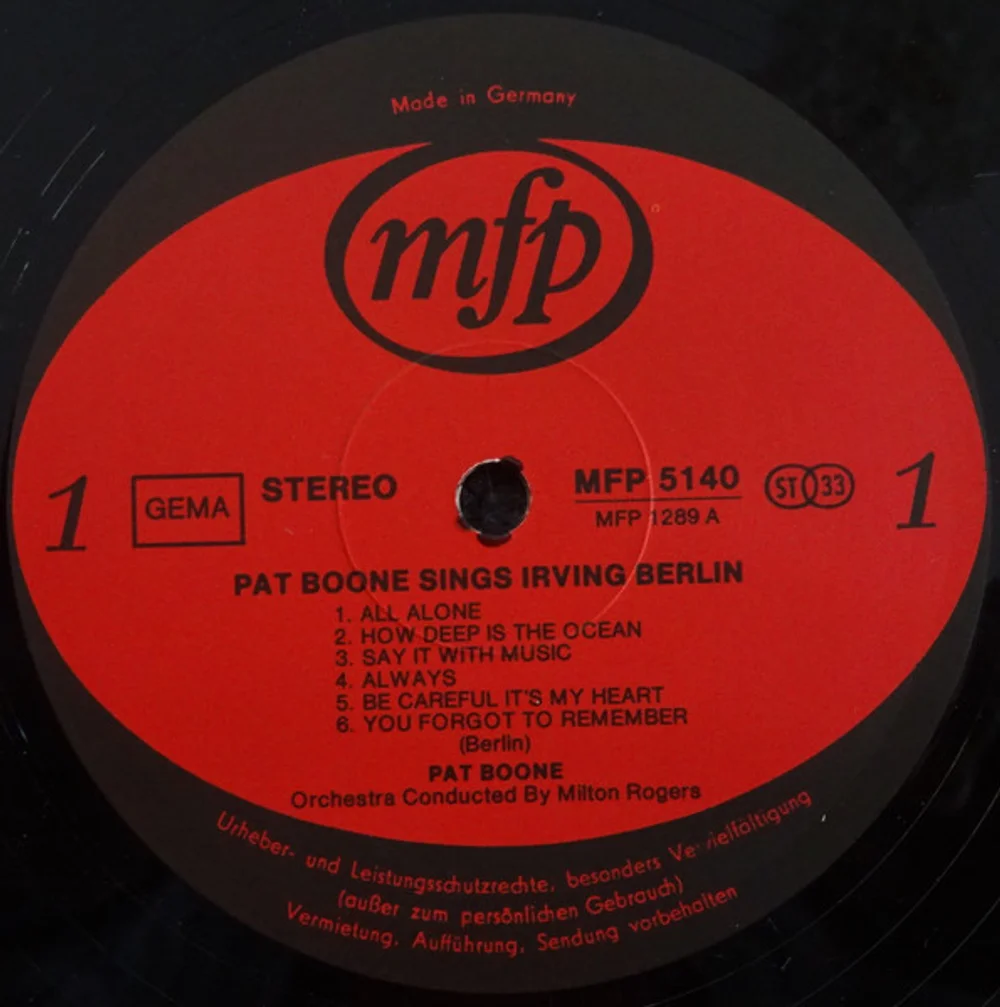 Pat Boone - Pat Boone Sings Irving Berlin (MFP 5140)