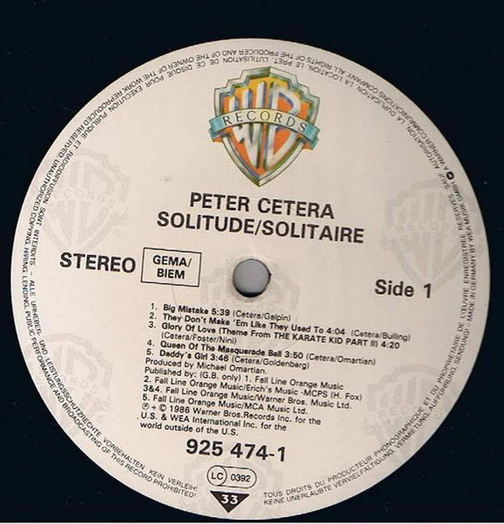 Peter Cetera - Solitude / Solitaire (925 474-1)
