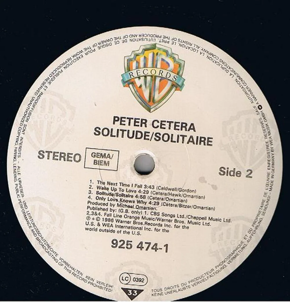 Peter Cetera - Solitude / Solitaire (925 474-1)