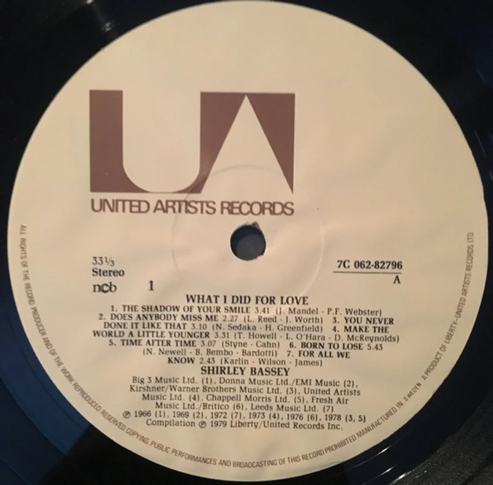 Shirley Bassey - What I Did For Love (7C 062-82796)