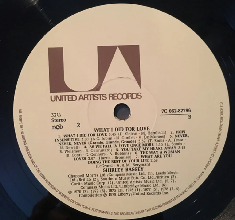 Shirley Bassey - What I Did For Love (7C 062-82796)