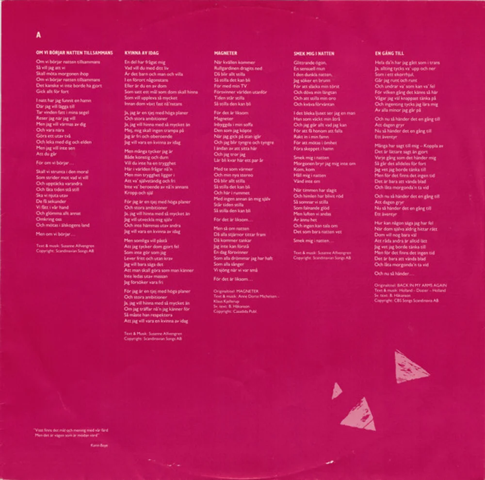 Susanne Alfvengren - Magneter (HAWK LP 2114)