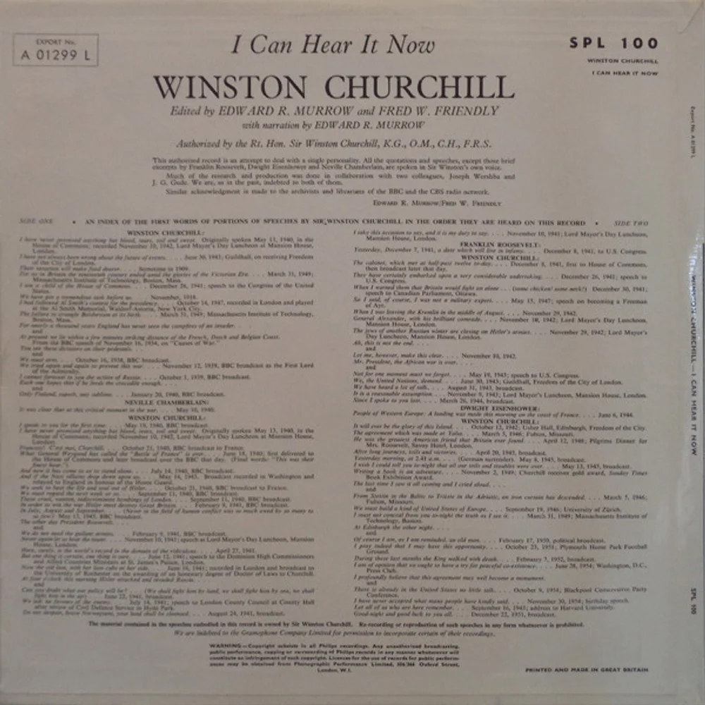 Winston Churchill - Edward R. Murrow, Fred W. Friendly - I Can Hear It Now (SPL 100)