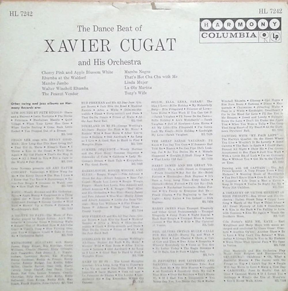 Xavier Cugat And His Orchestra - The Dance Beat Of Xavier Cugat And His Orchestra (HL 7242)