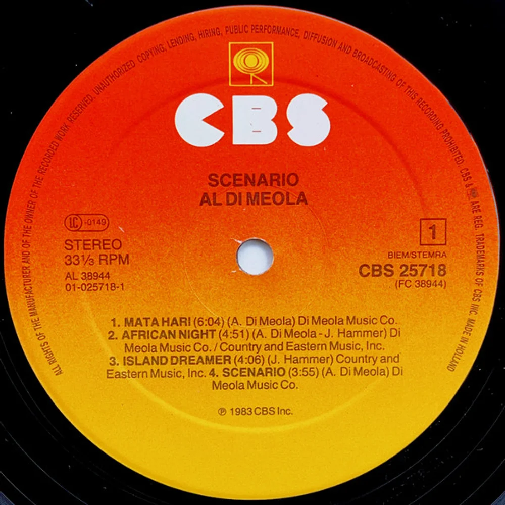Al Di Meola - Scenario (CBS 25718)