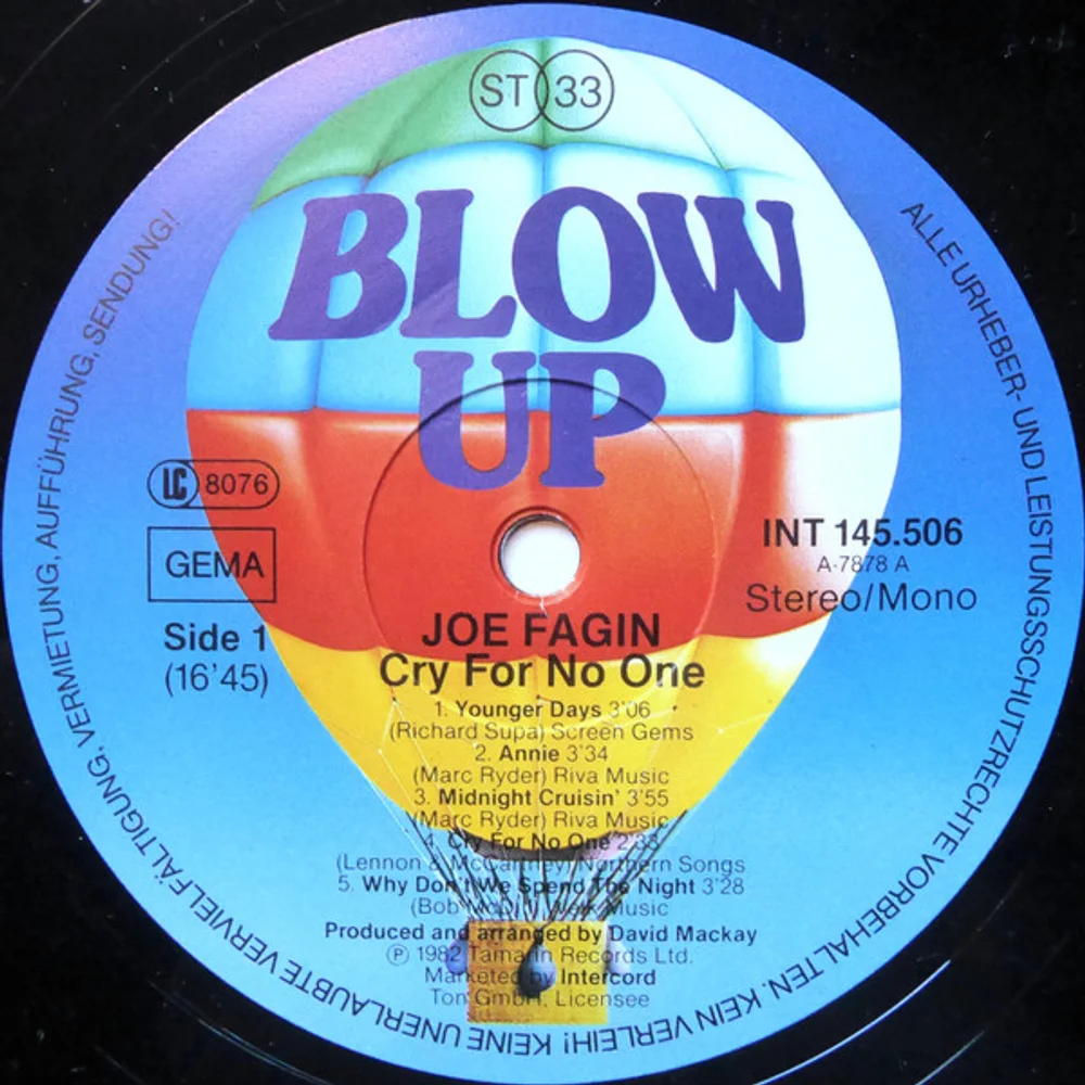 Joe Fagin - Cry For No One (INT 145.506)