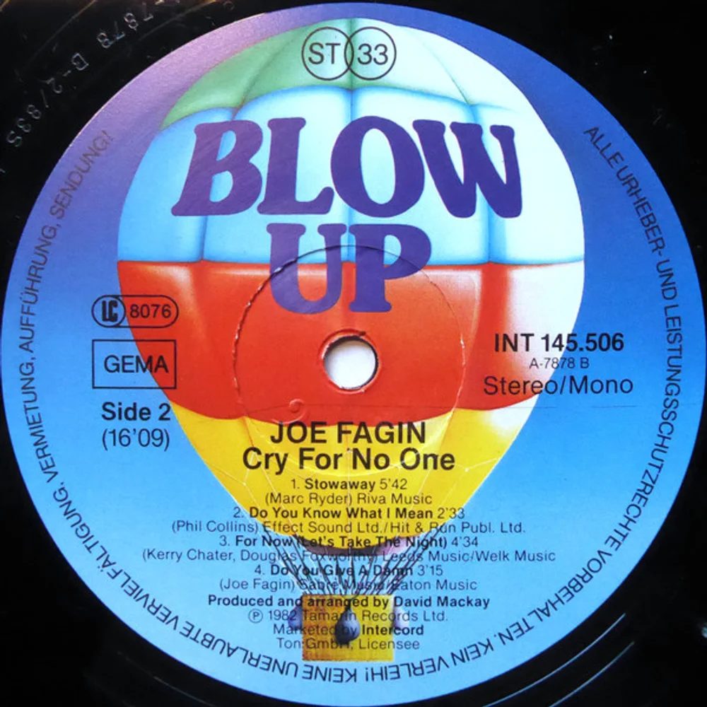 Joe Fagin - Cry For No One (INT 145.506)
