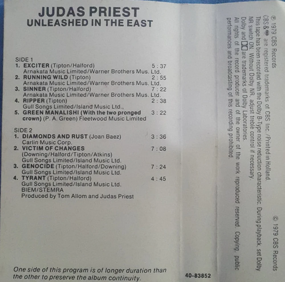 Judas Priest - Unleashed In The East (Live In Japan) (40-83852)