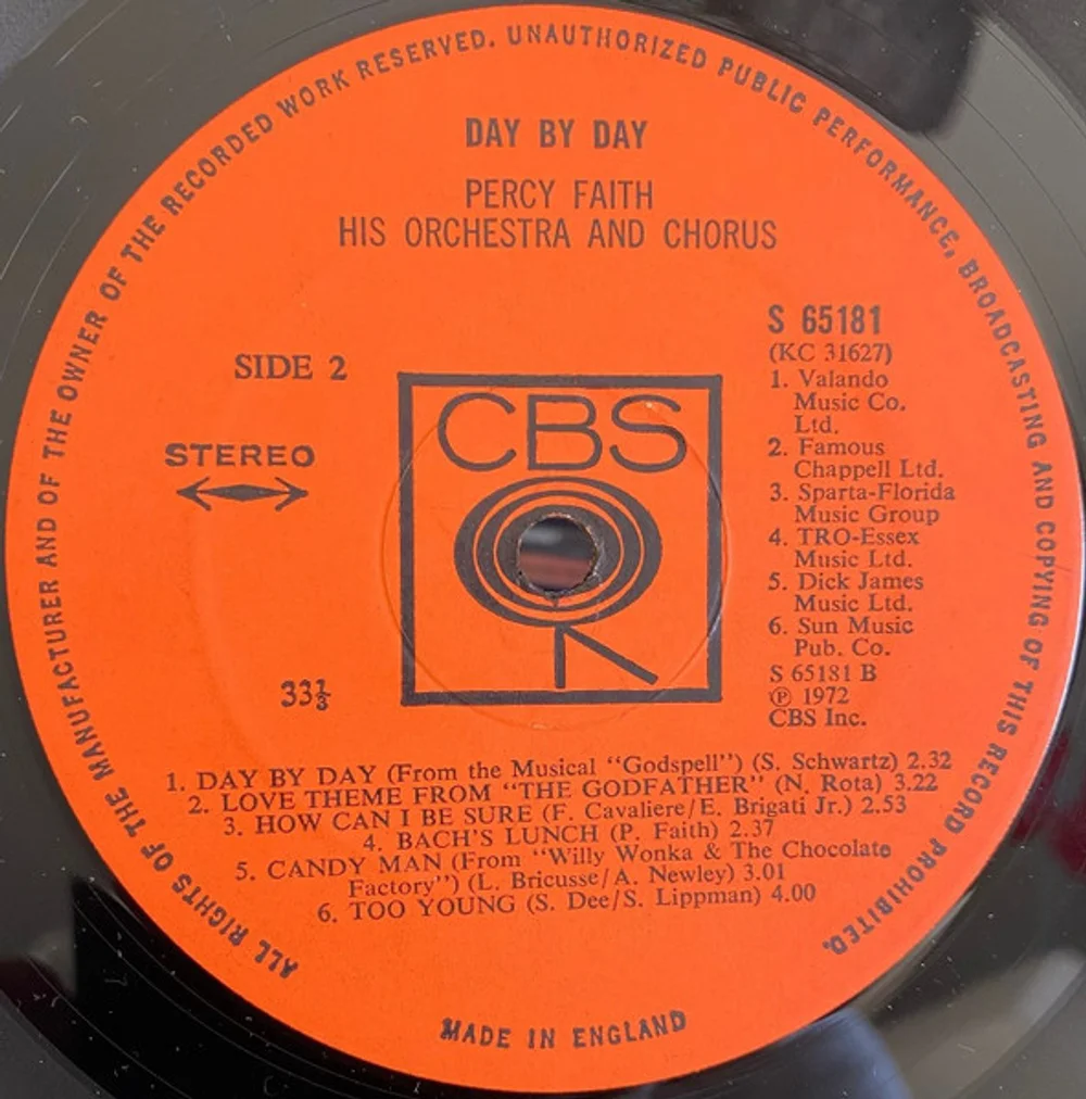 Percy Faith His Orchestra And Chorus* - Day By Day (S 65181)