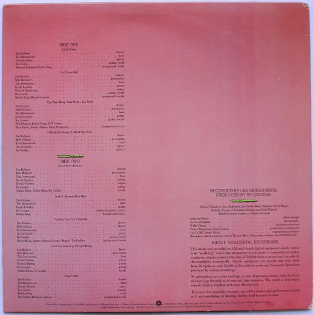 Ry Cooder - Bop Till You Drop (BSK 3358)