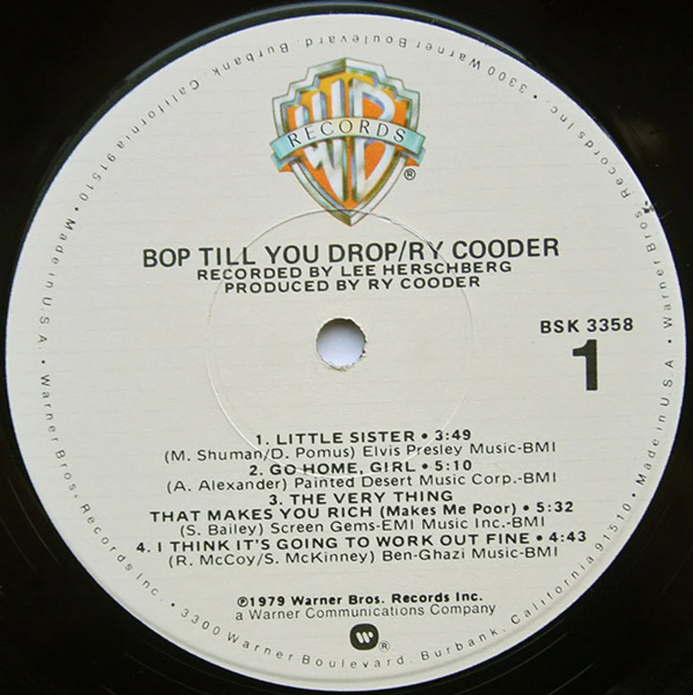 Ry Cooder - Bop Till You Drop (BSK 3358)