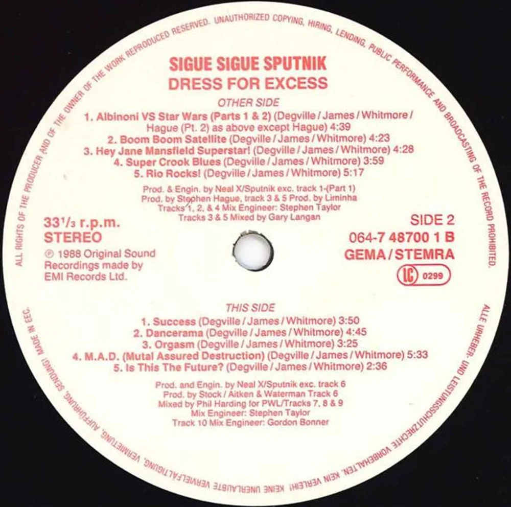 Sigue Sigue Sputnik - Dress For Excess (064 7 48700 1)